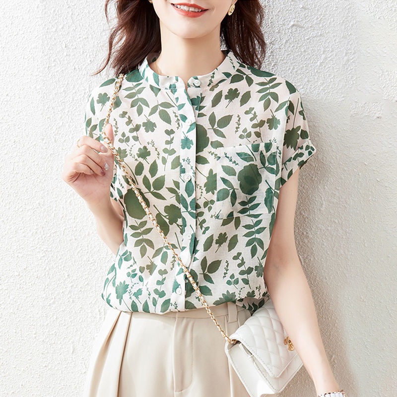Floral Chiffon Short-Sleeve Shirt 6