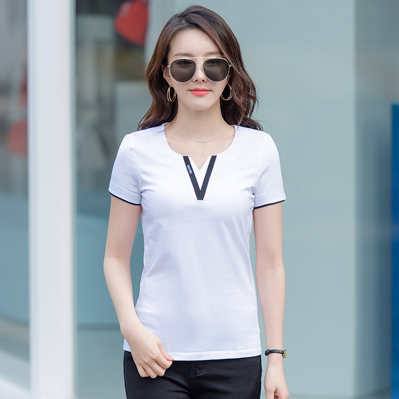 V-neck Patchwork Short-sleeved Undershirt 2
