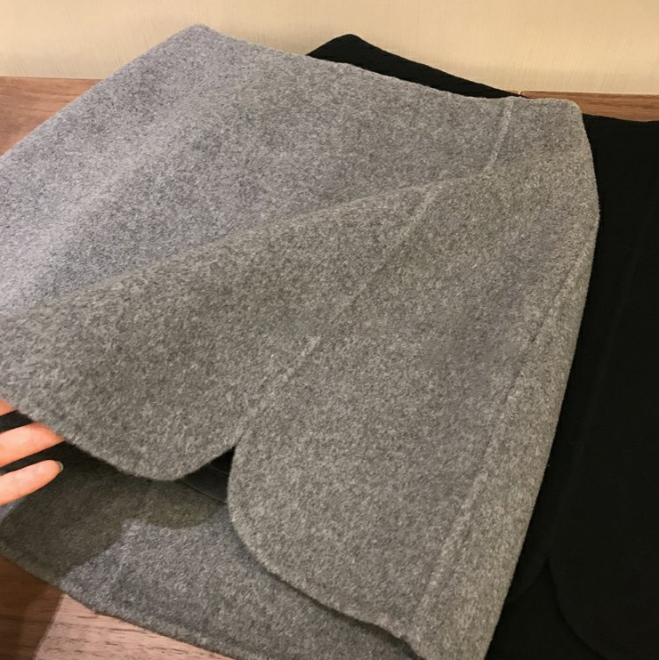 High-Waist Double-Sided Woolen Sheath Skirt