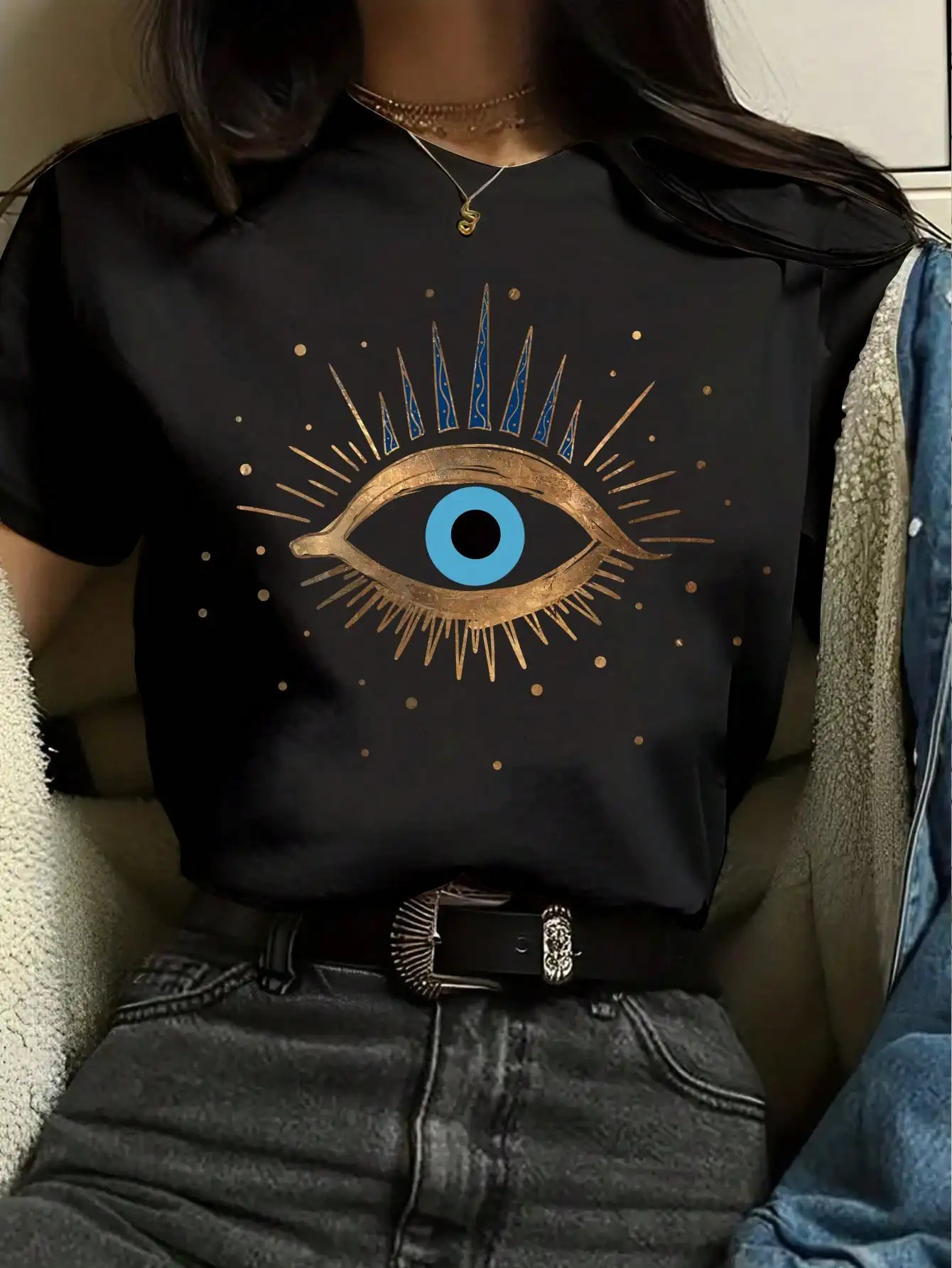 Cute Eye Print Casual T-Shirt 10
