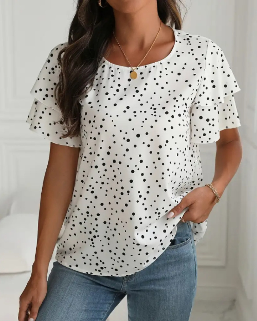Polka Dot Print Short Sleeve Shirt 6