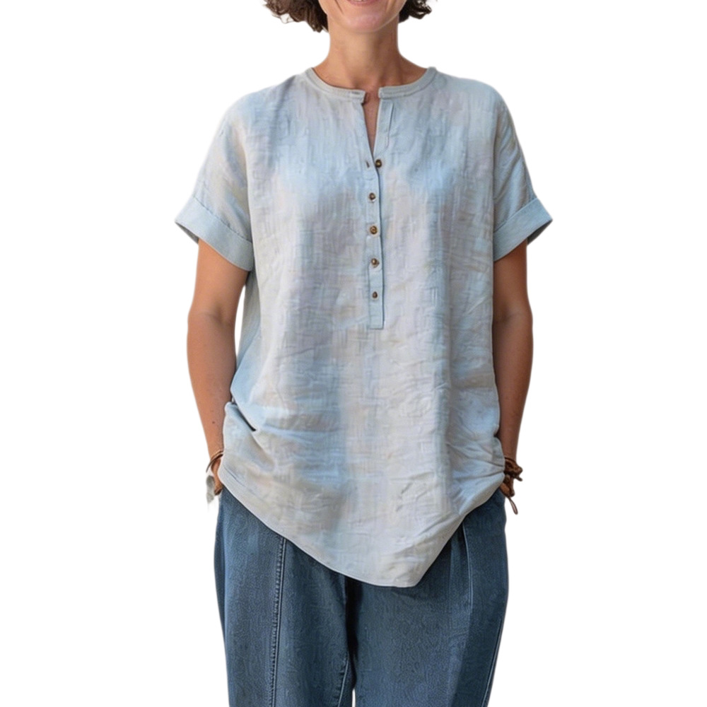 Women's Short-Sleeve Cotton-Linen Shirt 5