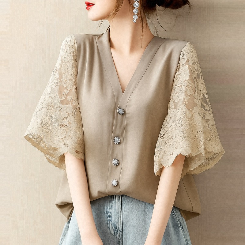 Summer V-Neck Button-Up Top 3