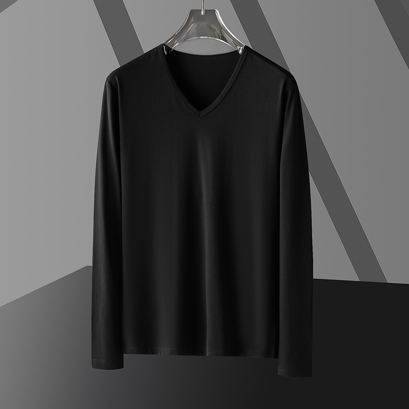 Men's Long Sleeve Fitted Solid Color Top
