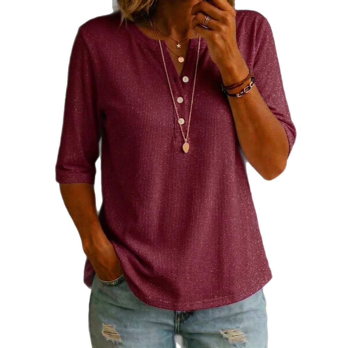 Women's Casual Loose-Fit Button-Up Top 5