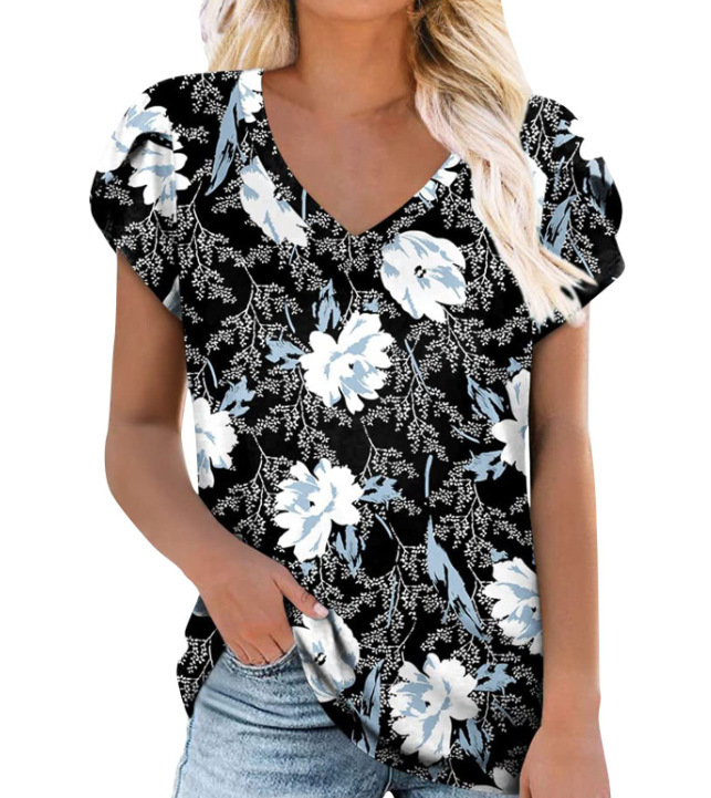 Milk Silk Abstract Character V-neck Top 2