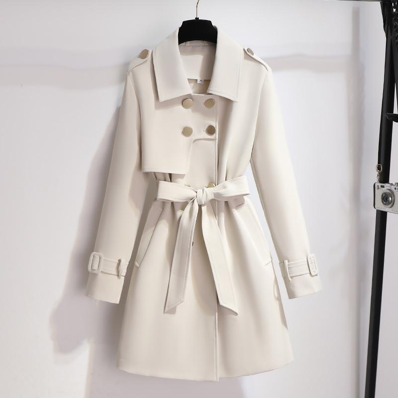 Mid-Length Waist-Shaped Trench Coat for Women