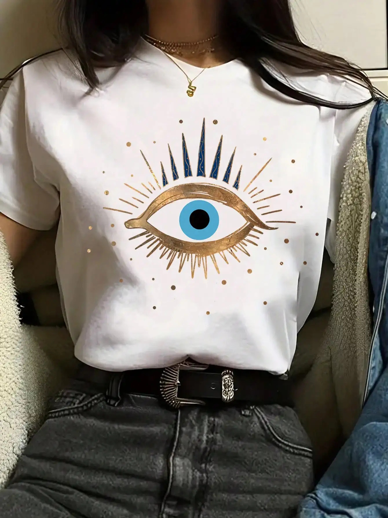 Cute Eye Print Casual T-Shirt 9