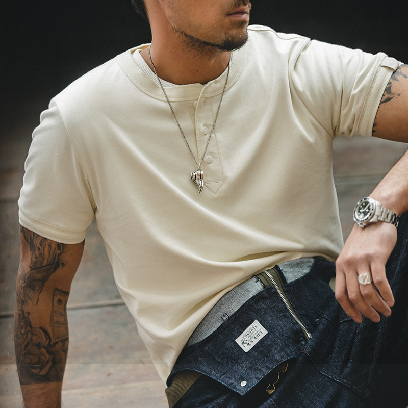 Retro Army Green Micro-Stretch T-Shirt