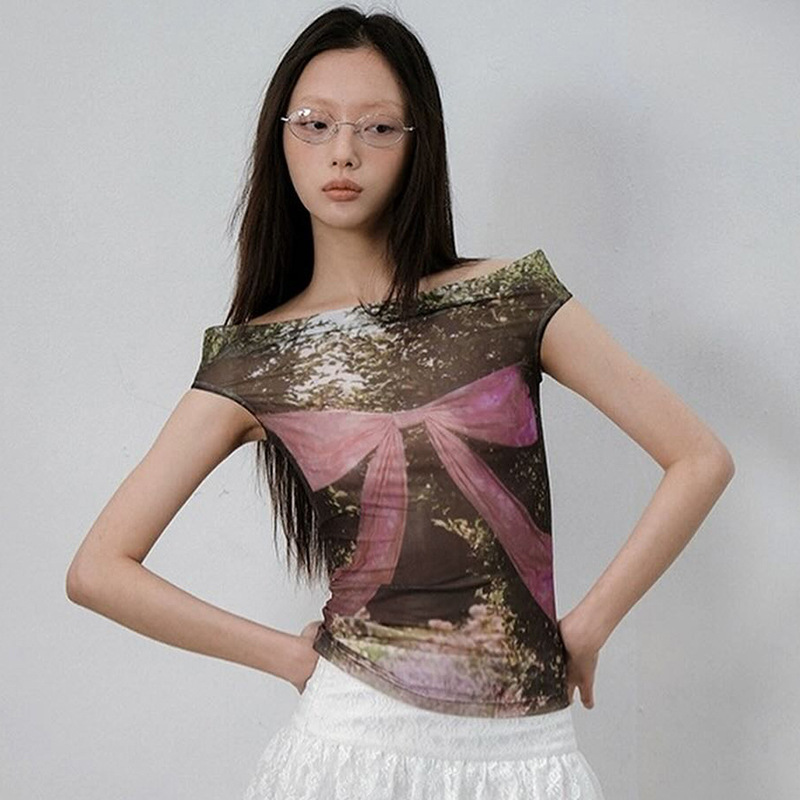Women's Bowknot Printed Sleeveless Top