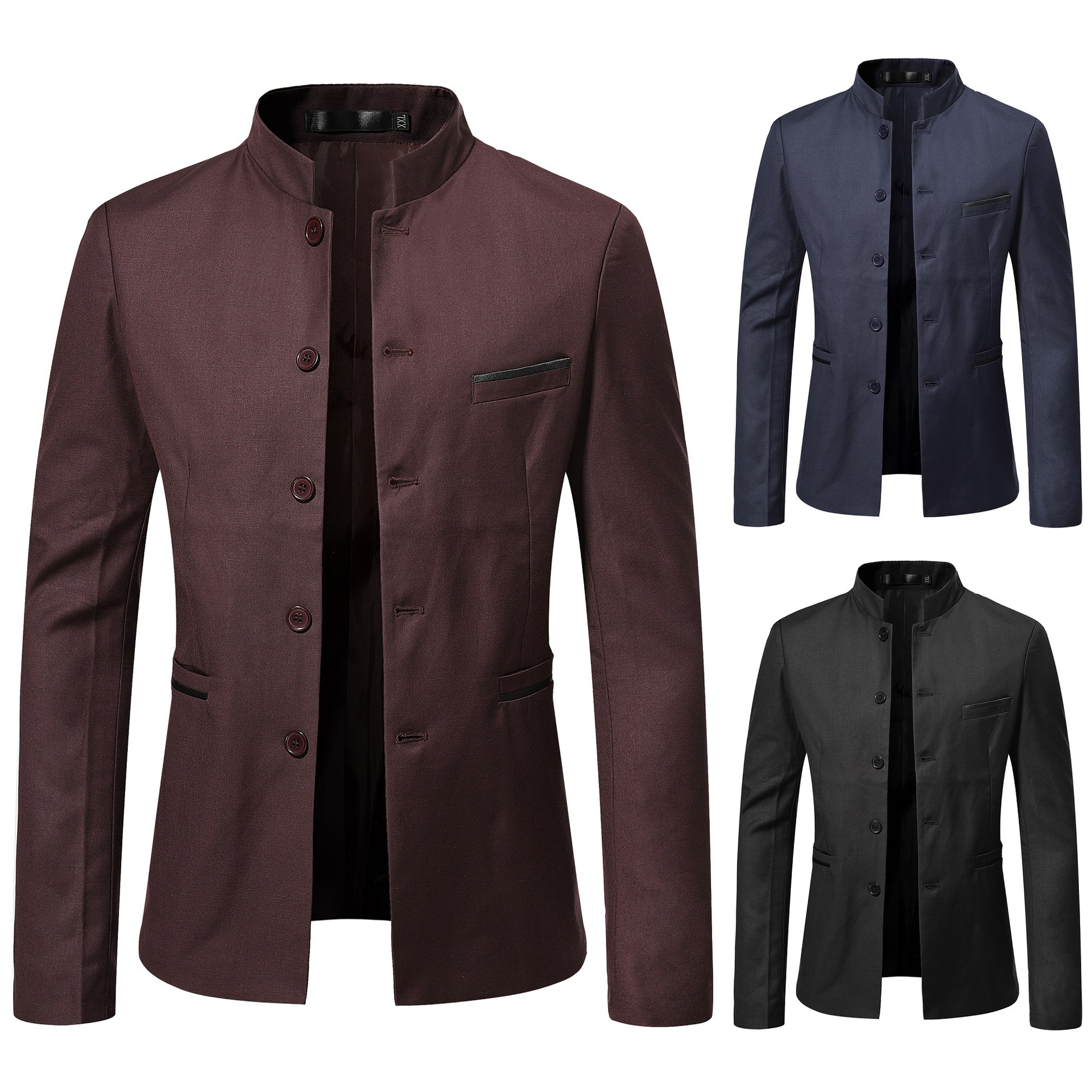 Men's Slim Stand-Collar Suit Jacket