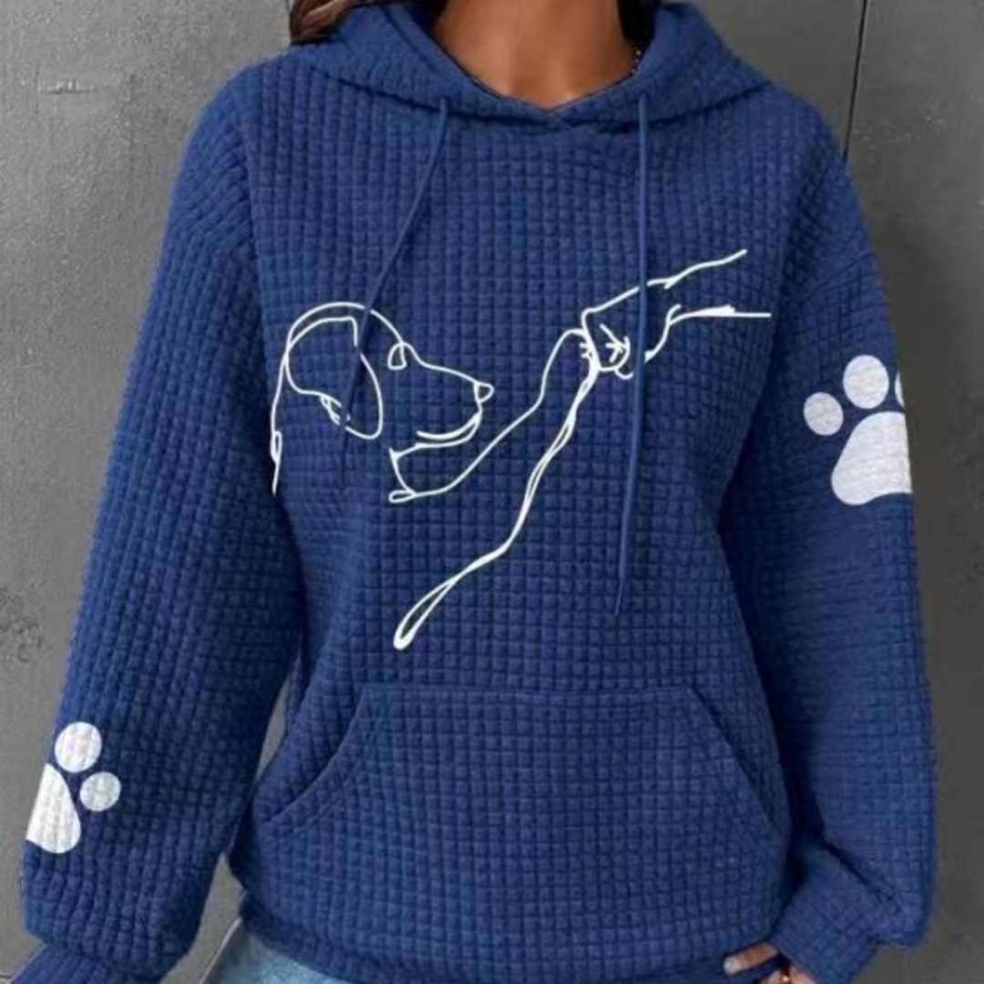 Women's Waffle Hoodie with Hood and Dog Print