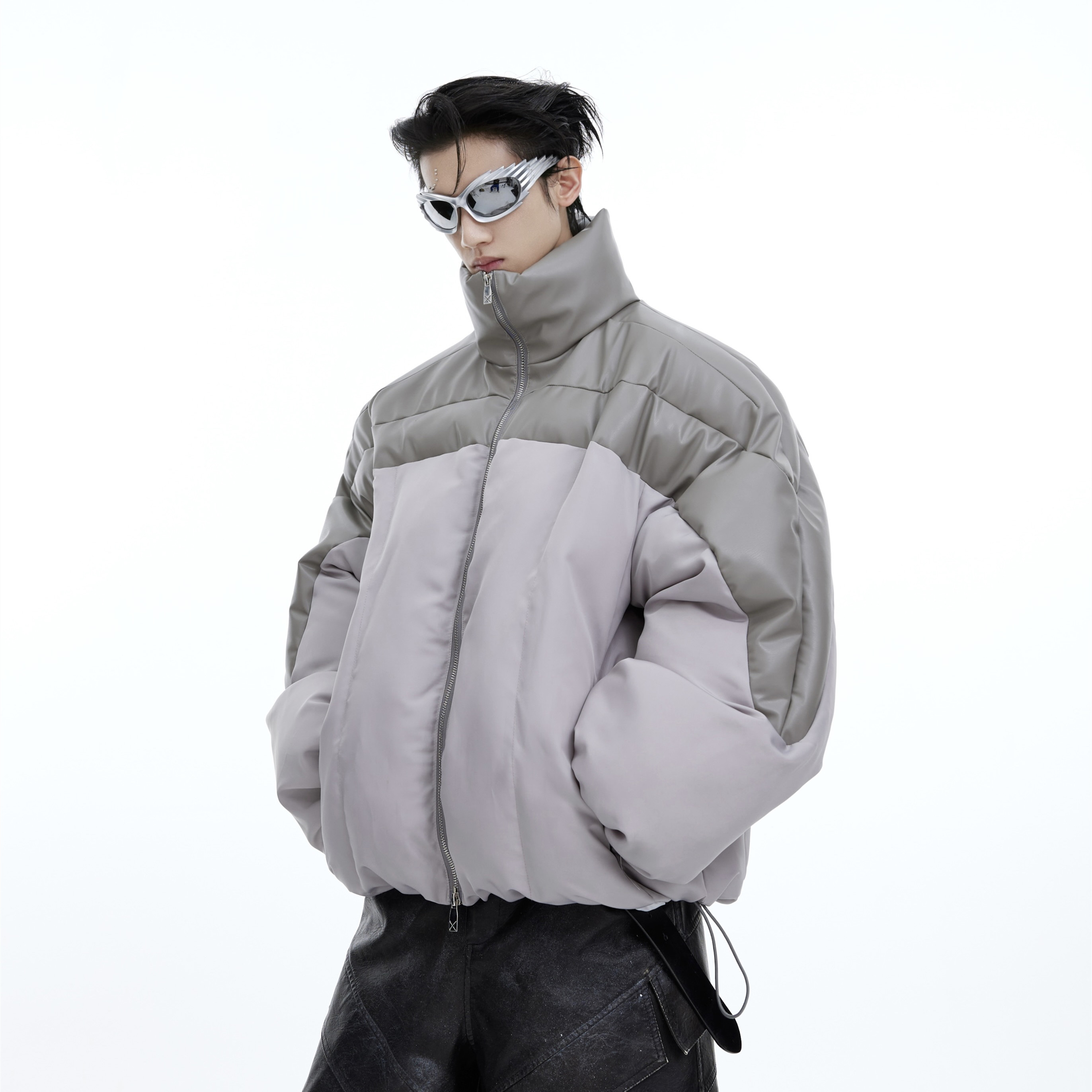 Cotton Jacket with Padded 3D Patchwork Design