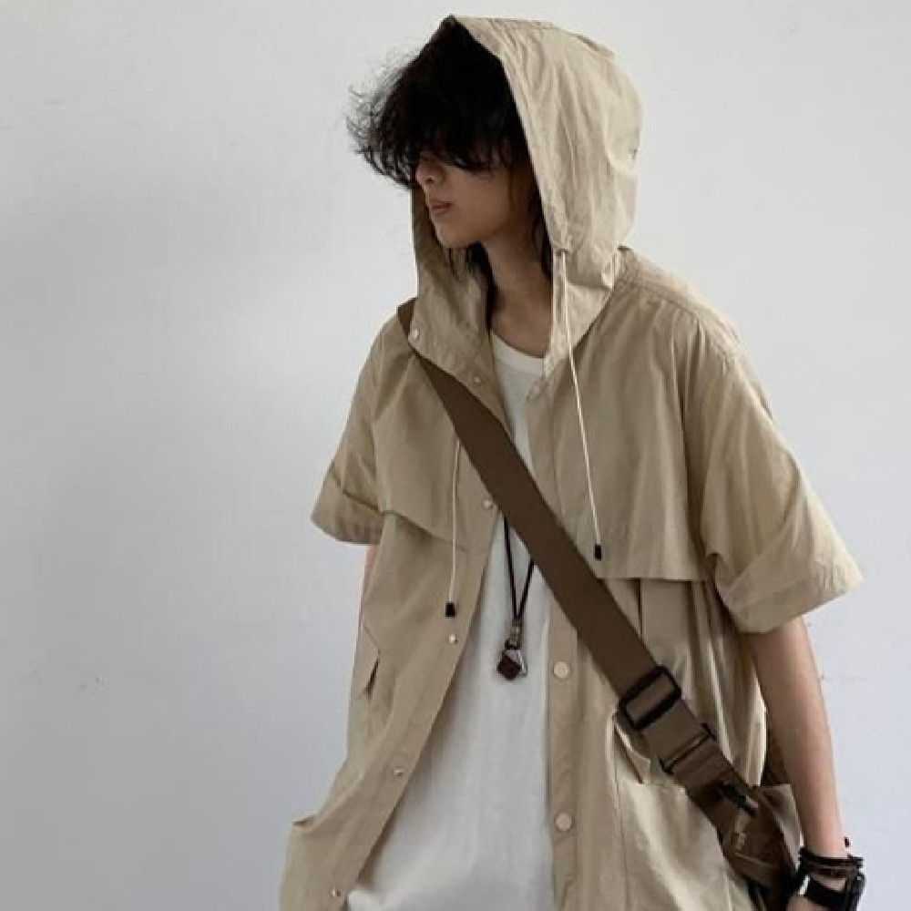Loose Hong Kong-Style Men's Hooded Jacket