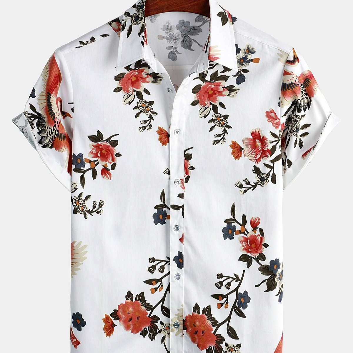 Casual Cardigan-Style Digital-Print Shirt