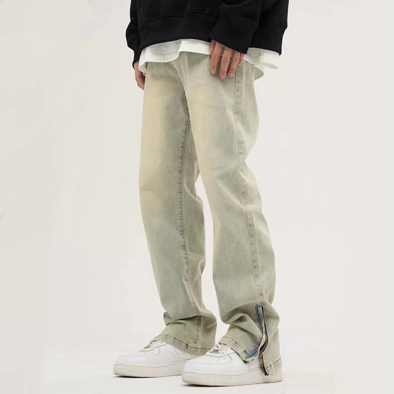Men's Loose Straight Casual Zipper Trousers