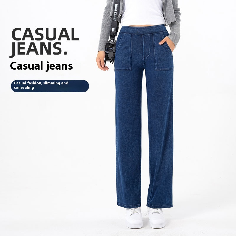 Women's High-Waist Retro Straight Wide-Leg Cargo Jeans