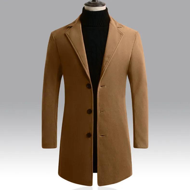 Men's autumn and winter woolen trench coat