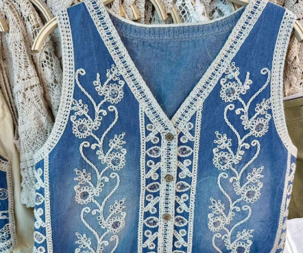 Heavy Industry Crochet Embroidery Denim Vest 5