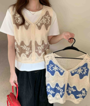 Heavy Industry Crochet Embroidery Denim Vest 9
