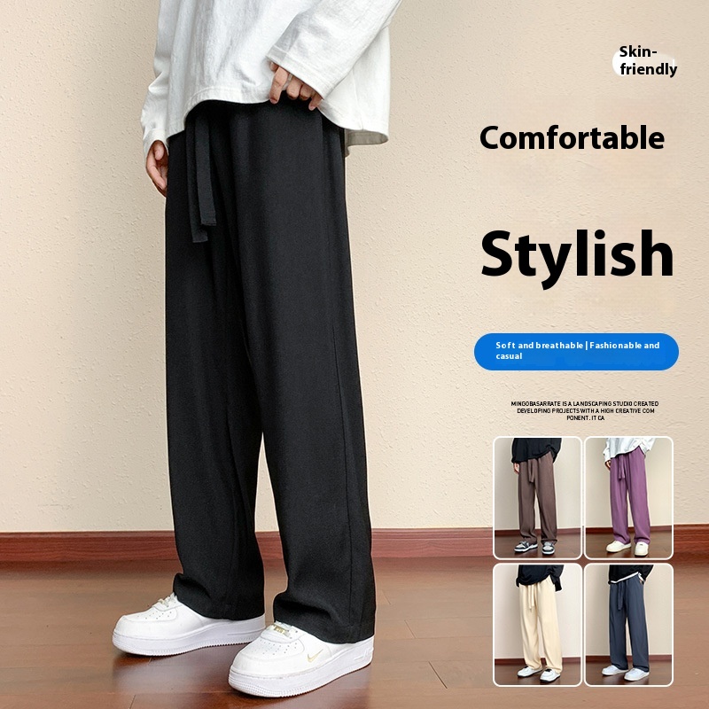 Trendy Hong Kong-style loose wide-leg pants