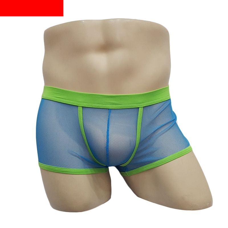 Men's Low-Waist Mesh Boxers with Transparent Effect