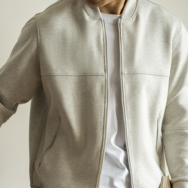 Loose heavy Japanese cotton baseball-collar zip coat