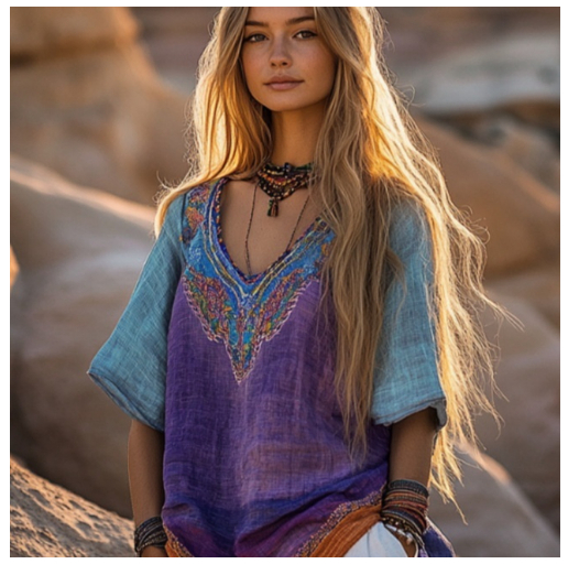 Women's Retro Ethnic-Style V-Neck T-Shirt 5